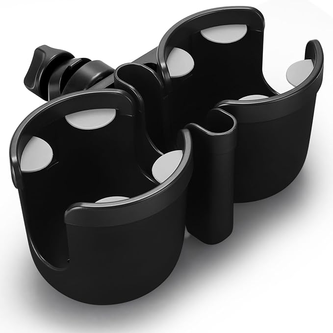 Accmor Stroller Cup Holder with Phone Holder, Universal Cup Holder for Uppababy Nuna Doona Strollers, 2-in-1 Bottle Phone Holder for Bike, Wheelchair, Walker, Scooter-BubblyBeeBaby