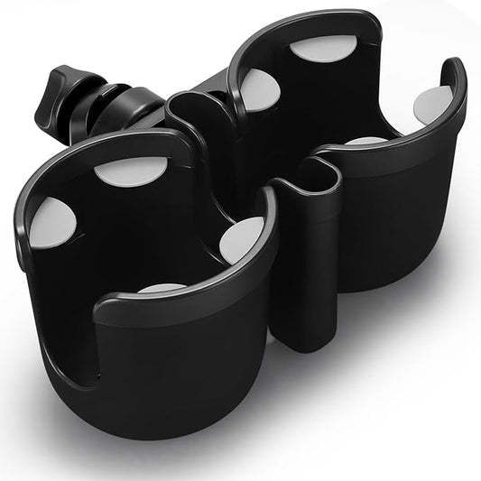 Accmor Stroller Cup Holder with Phone Holder, Universal Cup Holder for Uppababy Nuna Doona Strollers, 2-in-1 Bottle Phone Holder for Bike, Wheelchair, Walker, Scooter-BubblyBeeBaby
