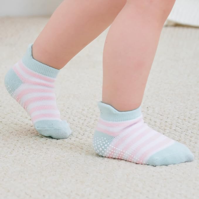 Zaples Baby Non Slip Grip Ankle Socks with Non Skid Soles for Infants Toddlers Kids Boys Girls-BubblyBeeBaby
