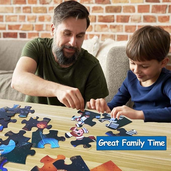 Jumbo Floor Puzzle for Kids, Large Jigsaw Puzzles 35 Piece for Kids Ages 3-5,Preschool Learning & Education Toys, Gifts for 4-8 Year Old Boys and Girls (Solar System Planet)-BubblyBeeBaby