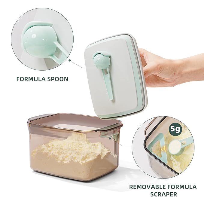 1700ml Airtight Formula Container Pop Up Milk Powder Container Formula Dispenser, 21OZ, 1.32LB, 600g, Brown-BubblyBeeBaby