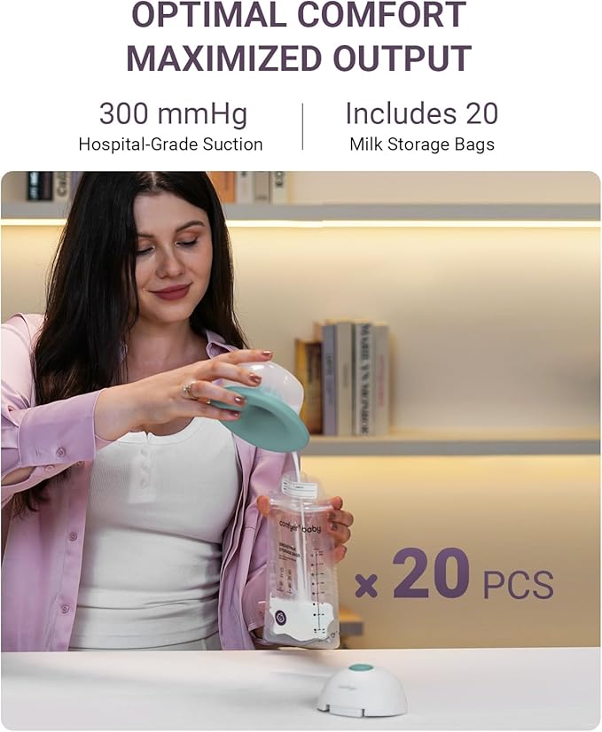 Heated Breast Pump Hands Free, Industry-Leading Heating Tech, Innovative Magnetic Charging Base, App Discreet Control, 20pcs Breastmilk Storage Bags Included, Hospital-Grade Suction, 2 Pack-BubblyBeeBaby
