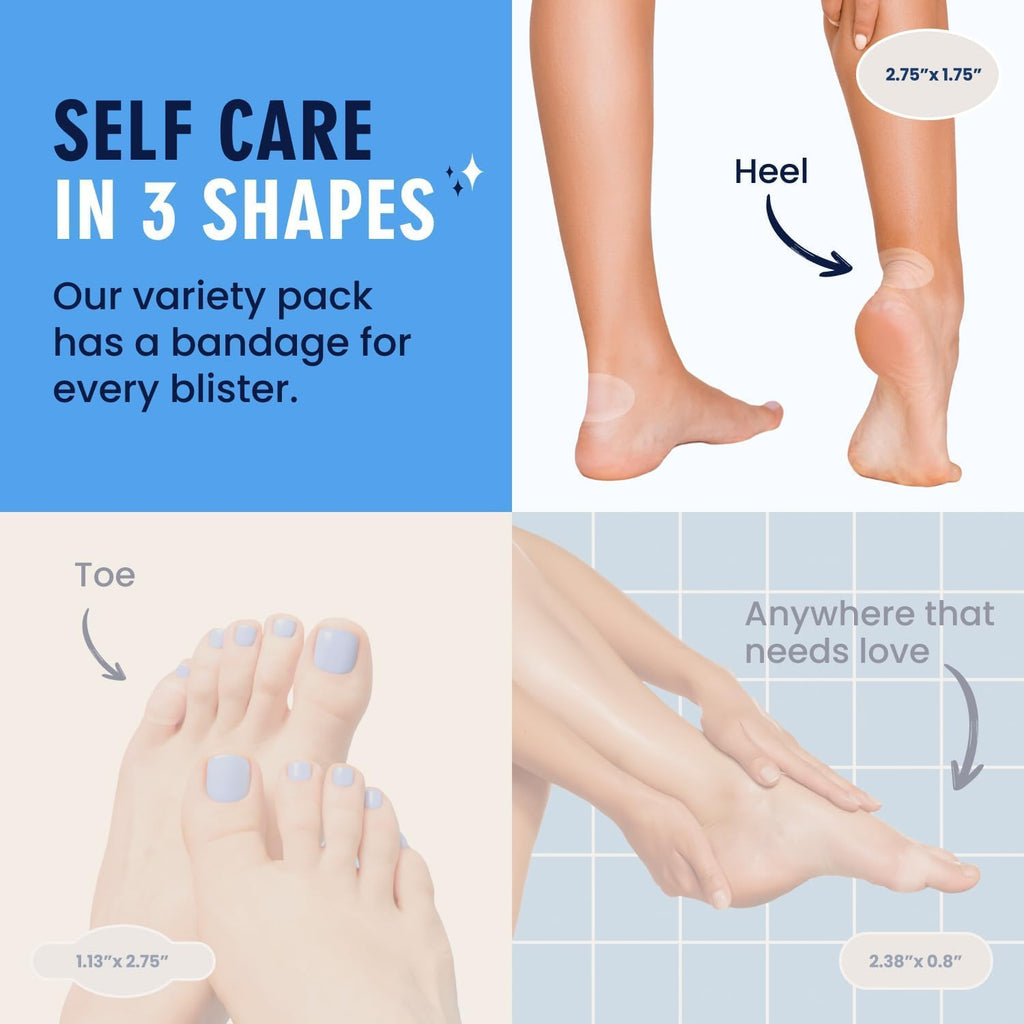 Dr. Frederick's Original Better Blister Bandages - 24 ct - Healing Blister Pads - Grab-N-Go - Water Resistant - 40% More Cushioning - Hydrocolloid - Feet, Toe, & Heel Blister Prevention - Heel Pack