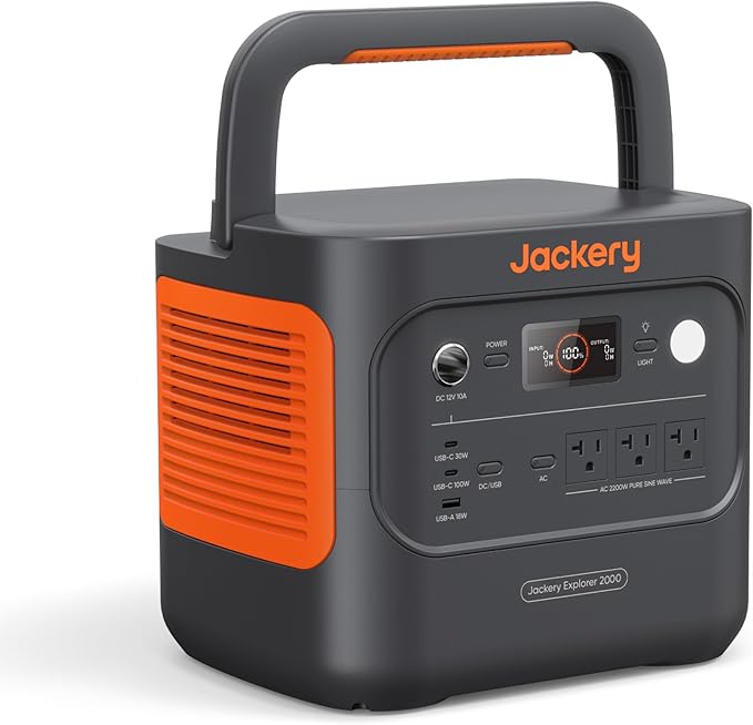 Jackery Explorer 2000 v2 Portable Power Station, 2042Wh LiFePO4 Home Backup Battery, 2200W Solar Generator, USB-C PD 100W Fast Charging for Emergencies, Power Outages, Camping(Solar Panel Optional)-BubblyBeeBaby