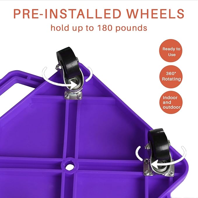 2 Plastic Scooter Boards with Handles for Kids Sitting and Sports Training, with 1 Ring, 2 Ropes and 4 Beanbags, Indoor and Outdoor Play-BubblyBeeBaby