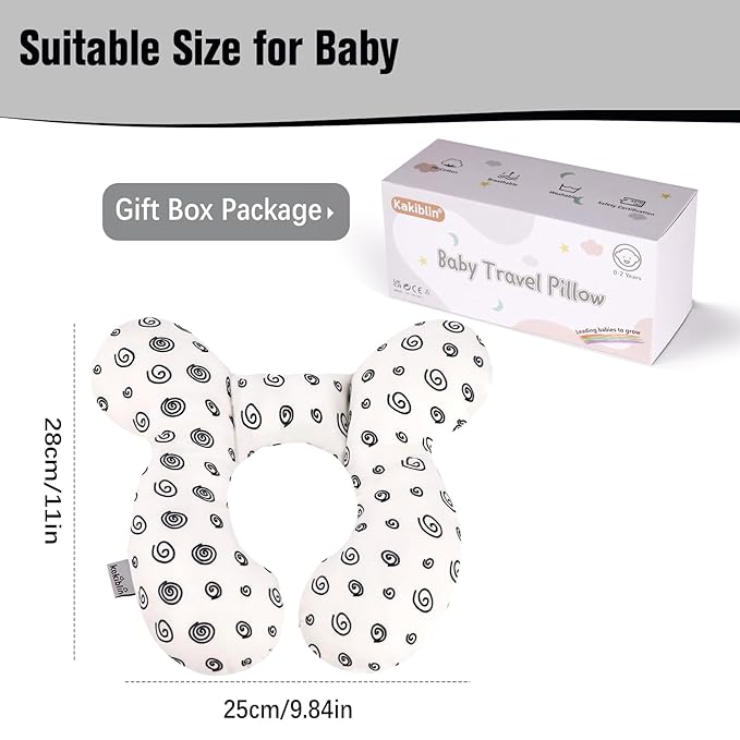 KAKIBLIN Baby Neck Pillow, Baby Head Pillow, Upgraded Travel Support Pillow for Carseat, Neck Support for Car Seat,Pushchair (Snail)-BubblyBeeBaby