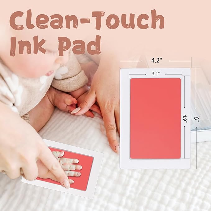 Inkless Baby Hand and Footprint Kit,Clean-Touch Ink Pad Kit,Safe No Mess Printing Infant Hand Foot Stamp,4 Pack Newborn Inkless Print Pads Best Keepsake or Gifts for Family-BubblyBeeBaby