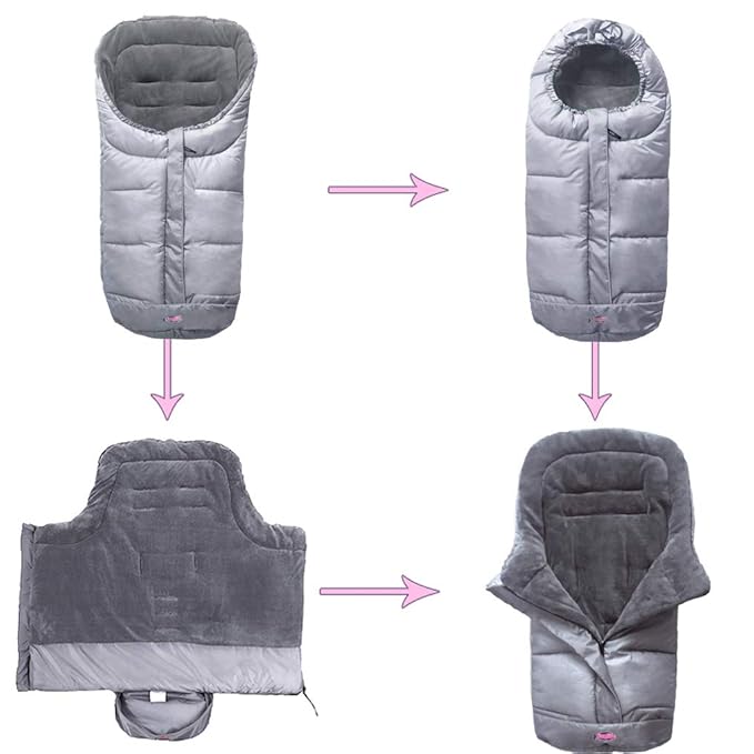 Anti-Kick Winter Water Proof Cozy Warmer Baby Footmuff Fits for Most of Strollers, Jogger, Reversible from Blanket to Sleeping Bag, Strap Position Adjustable,Safe and Practical Featurs-BubblyBeeBaby