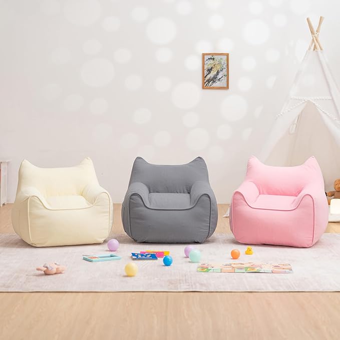 HOMMPA Kids Bean Bag Chair Stuffed Toddler Bean Bag Sofa with Pocket Filler Bean Bag Chair for Kids Boys and Girls Baby Lazy Floor Sofa Chair for Gaming Reading Playing Pink-BubblyBeeBaby