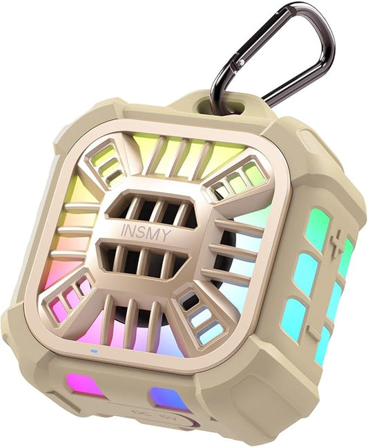 INSMY Shower Bluetooth Speaker, IP67 Waterproof Portable Small Multi Sync 100+ Speakers, Big Volume Booming Bass, 24H Playtime/Floatable/RGB Lights for Outdoor/Kayak/Beach/Golf (Khaki)-BubblyBeeBaby