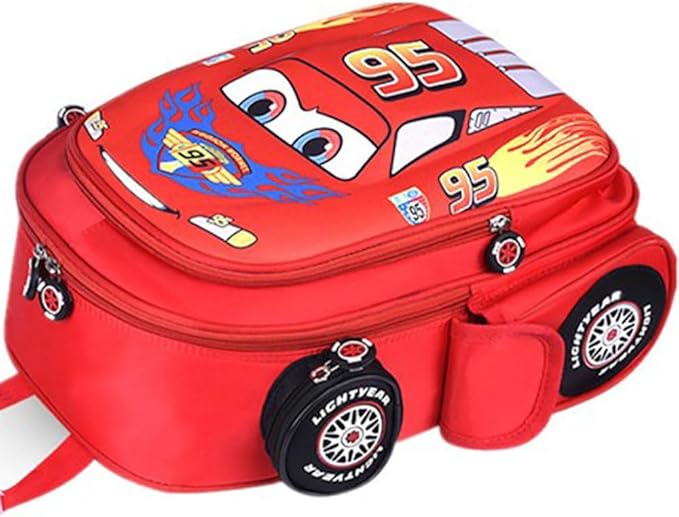 Kid Toddler Boys Girls Backpack Waterproof Cartoon Truck Car Child Snack School Bag Kindergarten Backpack (Red)-BubblyBeeBaby