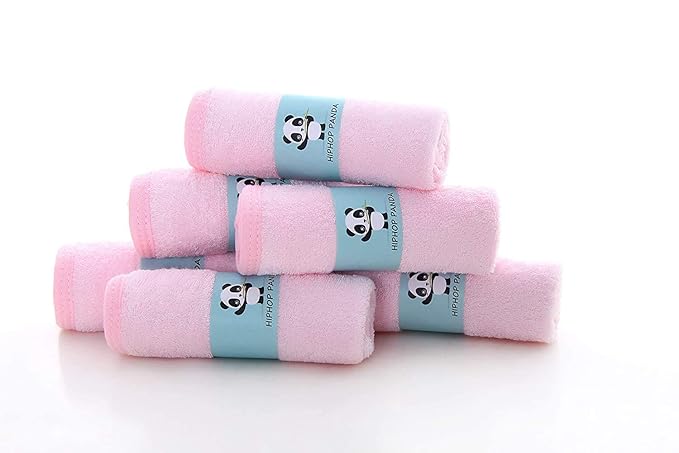 HIPHOP PANDA Baby Washcloths, Rayon Made from Bamboo - 2 Layer Ultra Soft Absorbent Newborn Bath Face Towel - Reusable Baby Wipes for Delicate Skin - Pink, 30 Pack-BubblyBeeBaby