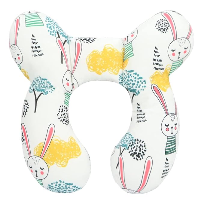vocheer Baby Travel Pillow(Upgraded), Head and Neck Support Pillow for Pushchair, Car Seat,Stroller, Bouncer, Cotton(Rabbit)-BubblyBeeBaby