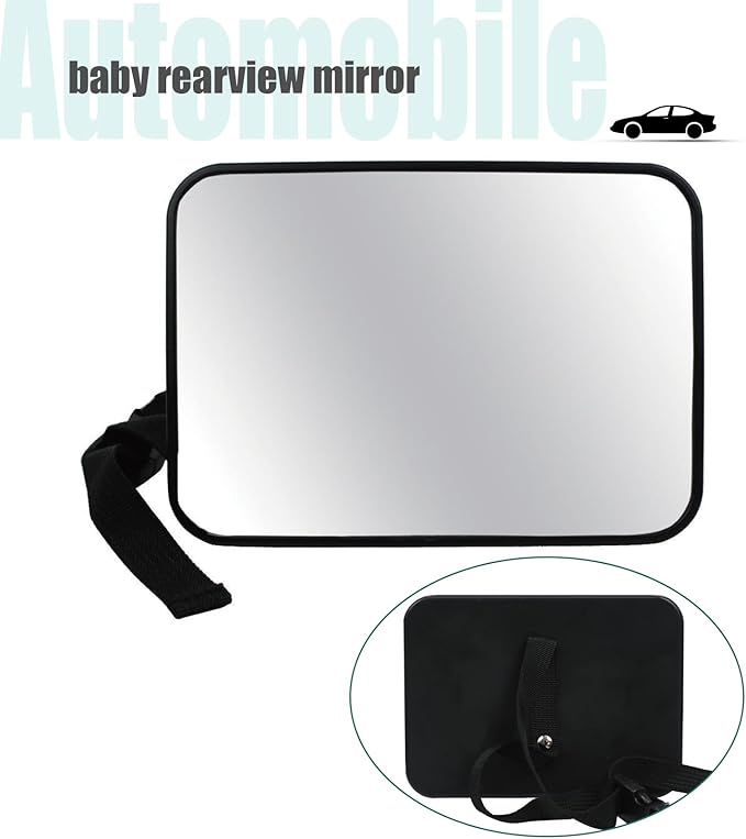 Baby Car Mirror, Universal Fit, Headrest Mount, Shatterproof, Stable, Easy Install, Compatible with Most Cars & SUVs-BubblyBeeBaby