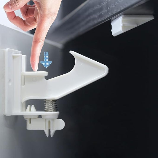 10 Pack 3.5 Inches Longer Cabinet Locks for Babies Child Safety Latches - Vmaisi Baby Proofing Cabinets Drawer Lock with Adhesive Easy Installation-BubblyBeeBaby