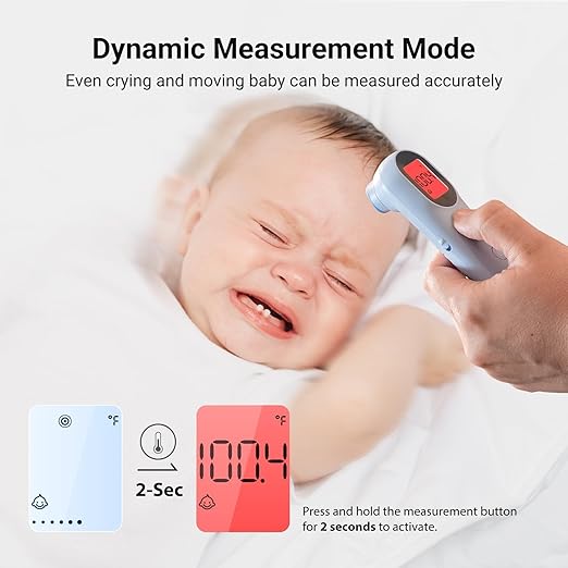 iHealth Infrared Digital Thermometer for Adults and Kids, Baby Thermometer with 3-in-1 Mode & 3-Color Prompt, Fever Alarm & Silent Mode, Forehead & Object Detection, 40 Memory Storages, PT9L, Blue-BubblyBeeBaby