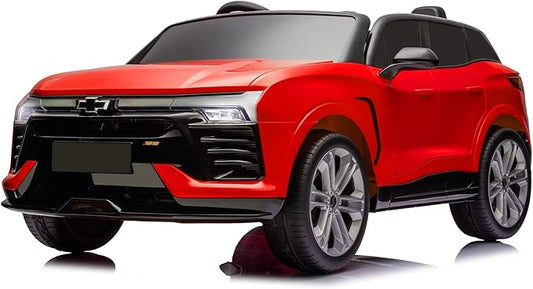 Hetoy 24V 2-Seater SUV Licensed Chevrolet Blazer Ride On Car Toy w/Parent Remote Control, 3 Speeds, Wireless Music, MP3 Player, Electric Car for Kids Ages 3-8, RED-BubblyBeeBaby