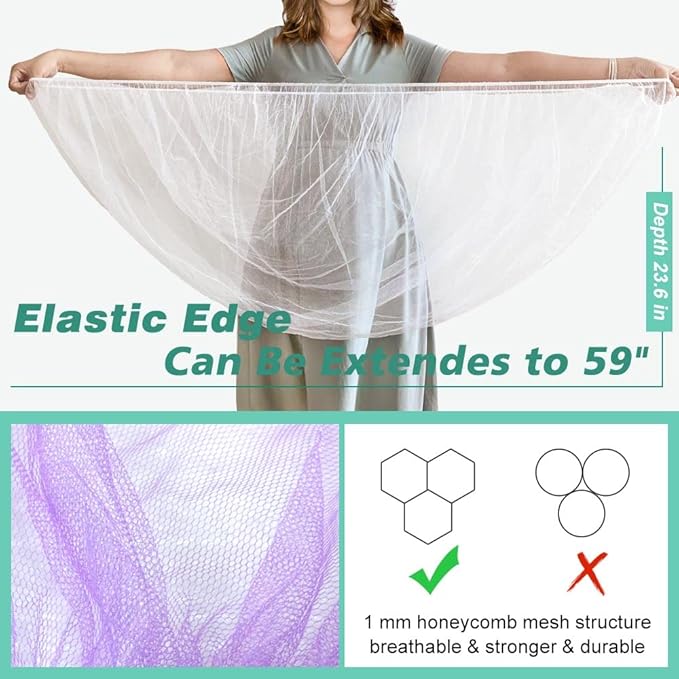 Durable Baby Mosquito Net (2 Pack) - Perfect Bug Net for Strollers, Bassinets, Cradles, Playards, Pack N Plays and Portable Mini Crib (Purple)-BubblyBeeBaby