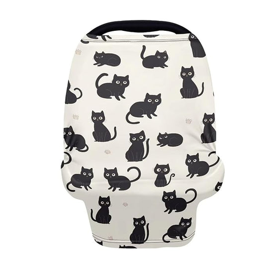 Binienty Cozy Car Seat Covers for Baby Boys Girls,Cartoon Cat Stretchy Infants Carseat Canopies Breathable Soft Infants Stroller Cover Baby Shower Gifts-BubblyBeeBaby