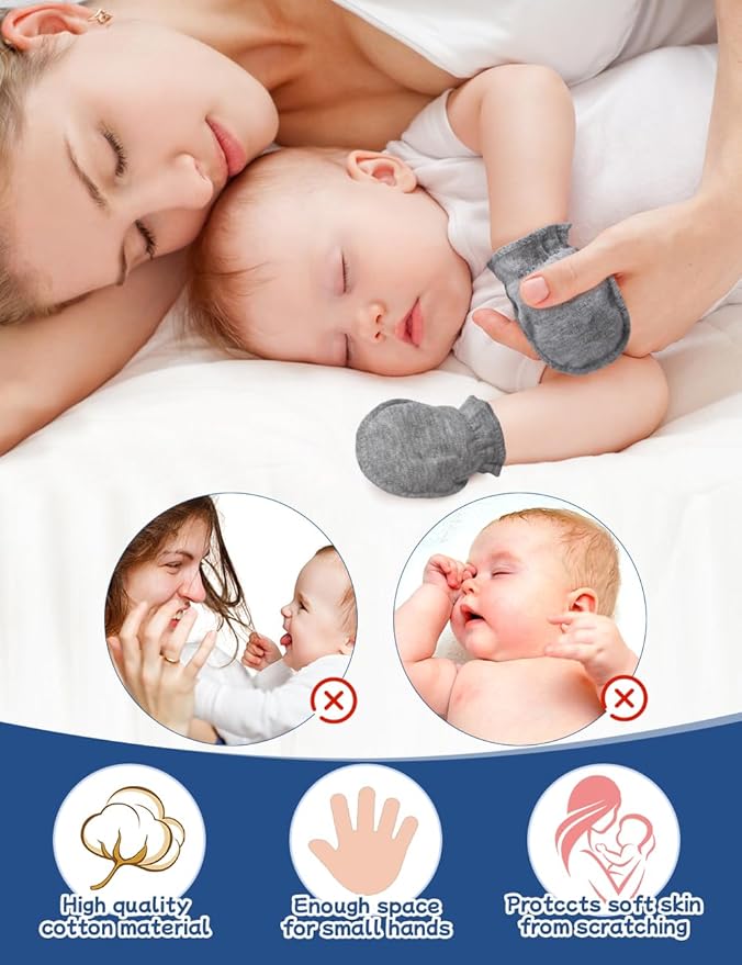 Cute Baby Mittens Newborn, No Scratch Baby Boy Mittens, Baby Girl Hat Gloves for Toddlers, Infant, Newborn-BubblyBeeBaby