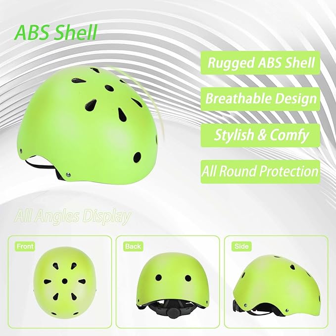 Kids Bike Helmet Set Adjustable Helmet for Ages 3-15 Kids Toddler Boys Girls Youth, Multi-Sport Bicycle Skateboarding Football Rollerskating Scooter Rollerblade Balance Bike Helmets-BubblyBeeBaby