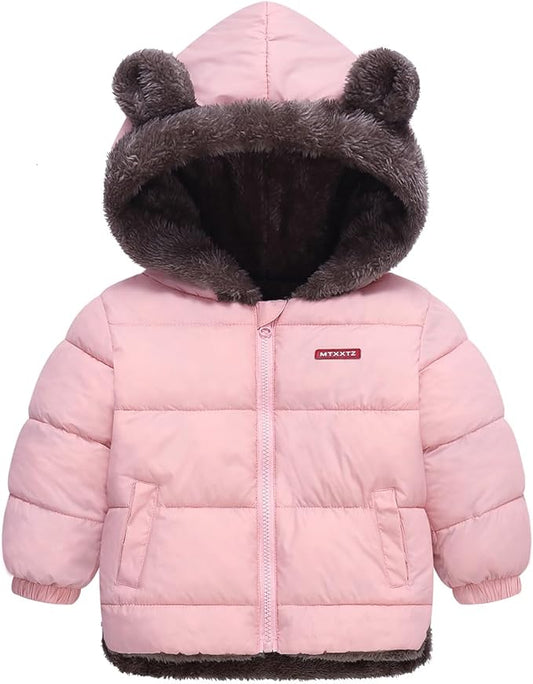 Infant Baby Winter Coat Bear Hooded Jacket Warm Fleece Snowsuit Windproof Outerwear for Toddler Boy Girl 9M-4T-BubblyBeeBaby