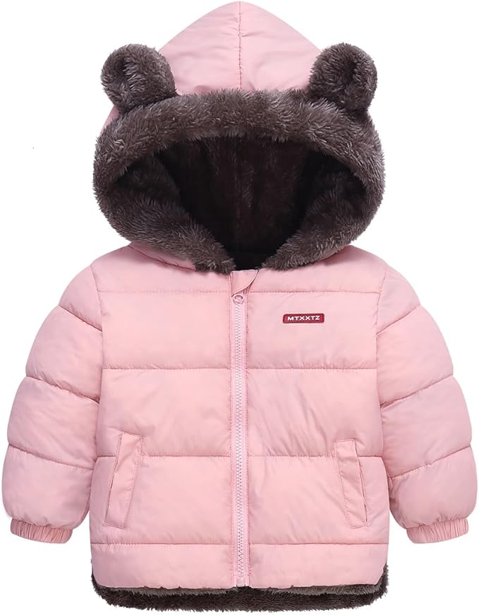 Infant Baby Winter Coat Bear Hooded Jacket Warm Fleece Snowsuit Windproof Outerwear for Toddler Boy Girl 9M-4T-BubblyBeeBaby