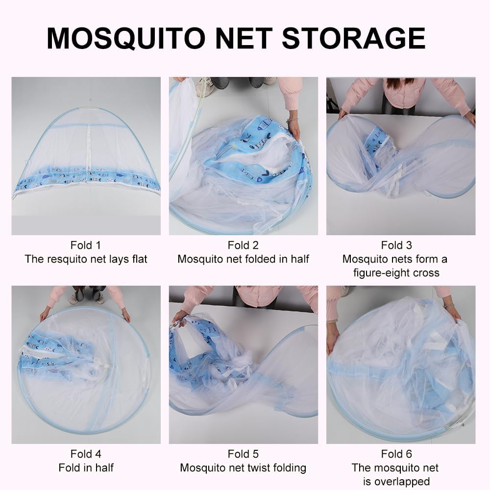 Pop-Up Mosquito Net Tent for Beds, Portable Folding Design with Net Bottom Bedroom and Outdoor Trip for Baby Adults, Easy to Install and Wash for Twin to King Size Bed 79 x71x59 inch (A)