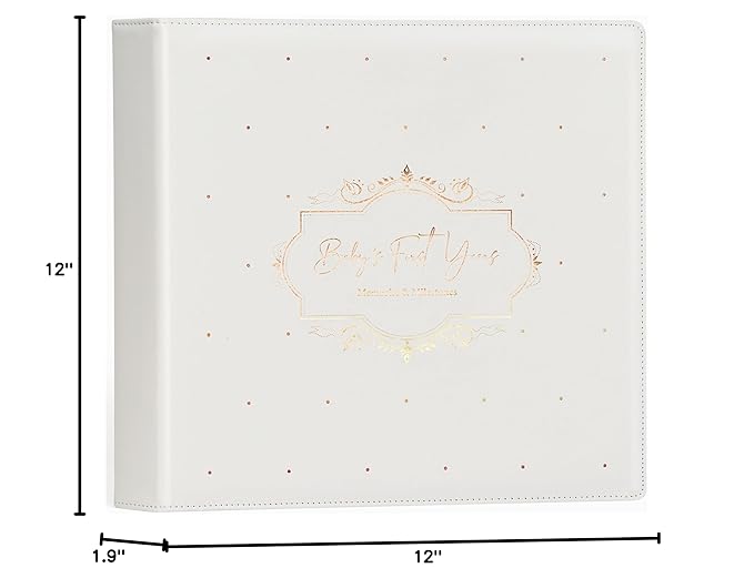 Keepsake Baby Memory Book Girl Boy – Timeless Leather-Bound Baby Milestone Book – Baby Book Keepsake Record First 5 Years – Gender Neutral Baby Scrapbook Album Baby Album Journal Registry Search Gift-BubblyBeeBaby