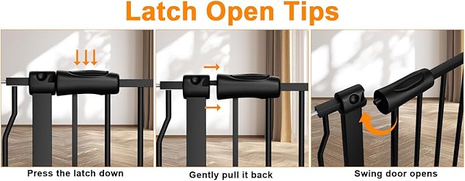 HOOEN 30" Tall Extra Wide Baby Gates for Doorways Stairs 76 to 86 in Large Long Pressure Mounted Pet Dog Gate Metal Tension Indoor Child Safety Gates with Extension Kits-BubblyBeeBaby