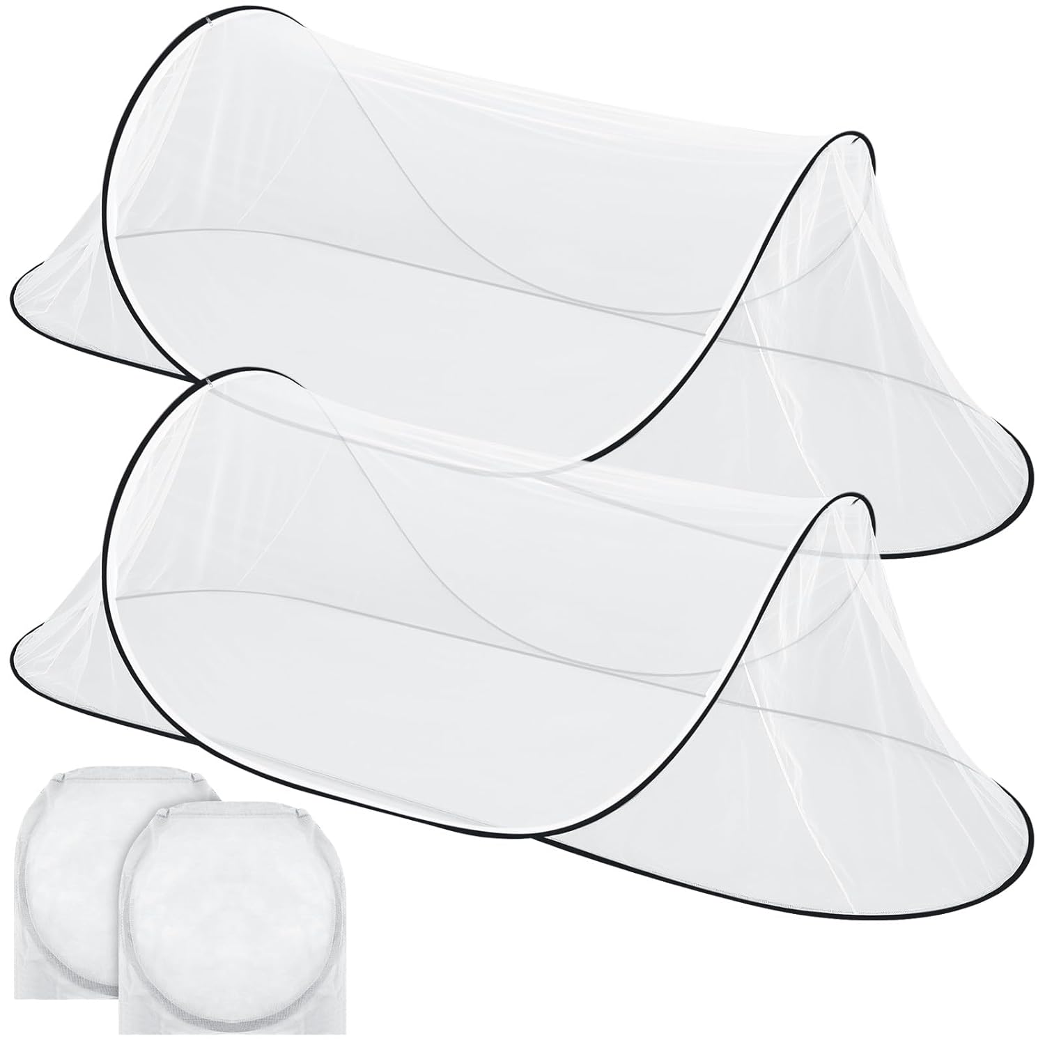 2 Pcs Large Pop up Mosquito Tent Portable Foldable Mosquito Bug Net for Bed Camping Travel Patio Outdoor 78 * 31 * 22 Inch Bug Netting Mesh Tent Canopy for Adults Baby Bedroom