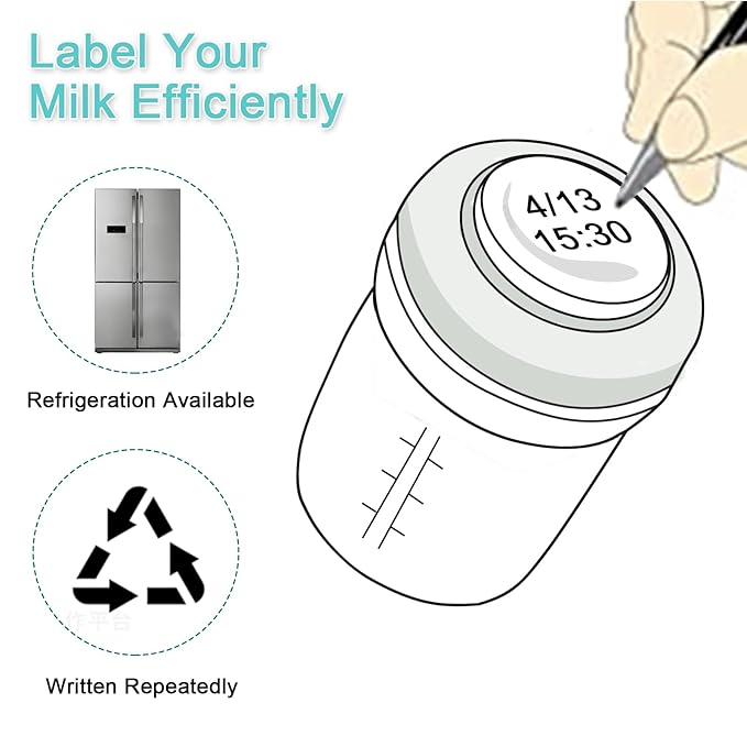 COMI Wide Neck Glass Breastmilk Collection n Storage Bottle, 8oz with Screw Ring Sealing Disk; Re-markable Sealing Disc. BPA Free, Fits Breast Pumps & Nipples (6 Gray Lids)-BubblyBeeBaby