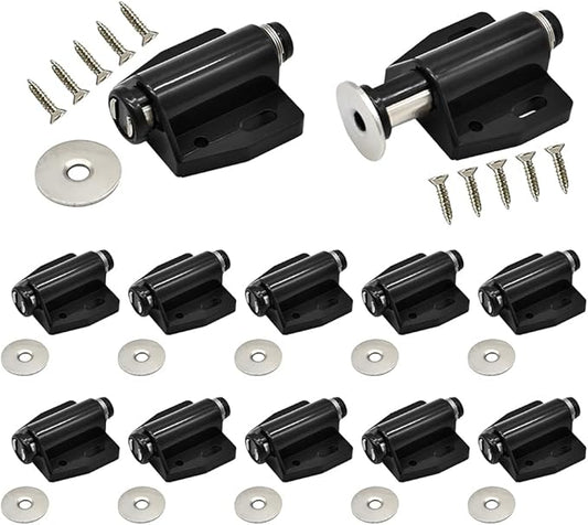 12Pack Magnetic Touch Push to Open Door Latch for Heavy Duty Door Push Release Latch Kitchen Drawer Push Catch Pop Out Latch Kitchen Closet Door Closing (Black)-BubblyBeeBaby
