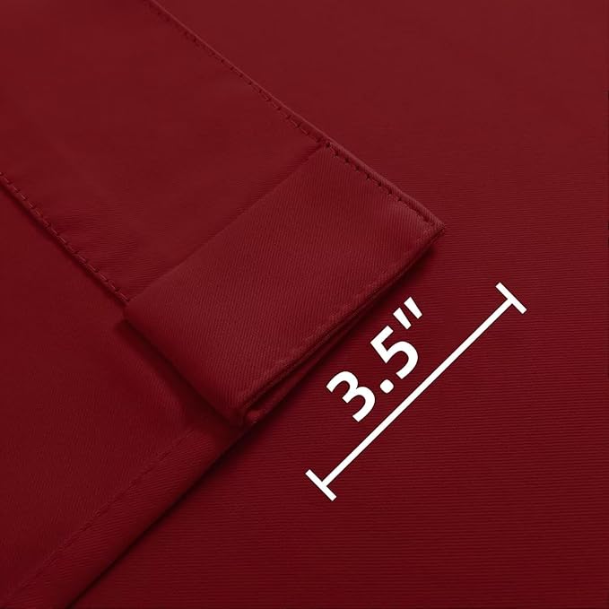 Joydeco 90 Inch Blackout Curtains for Bedroom, Thermal Insulated Black Out Curtains, Room Darkening Drapes for Living Room Window Rod Pocket Back Tab (W52 x L90 Inch, Burgundy Red)-BubblyBeeBaby