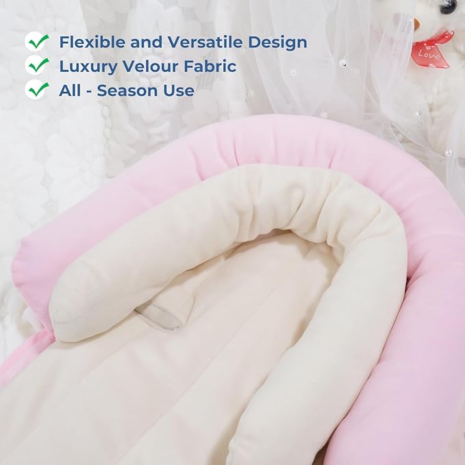 COOLBEBE New 2-in-1 Babybody Supports for Baby Newborn Infants - Extra Soft Stroller Cushion Pads Car Seat Insert, Seasons, Pink-BubblyBeeBaby