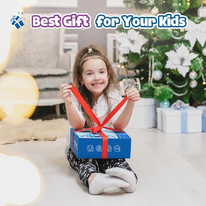 Ice Castle Magnetic Tiles-Sparkling Building Blocks, 3D Educational Toys for Kids, Construction STEM Toys for 3 4 5 6 7 8 Year Olds, Birthday Gift for Boys and Girls-BubblyBeeBaby