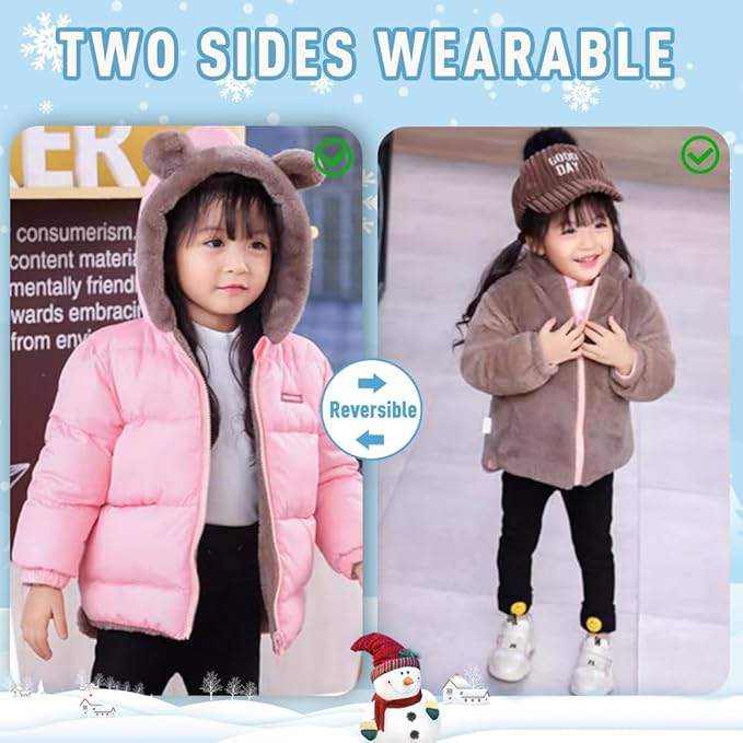 Infant Baby Winter Coat Bear Hooded Jacket Warm Fleece Snowsuit Windproof Outerwear for Toddler Boy Girl 9M-4T-BubblyBeeBaby