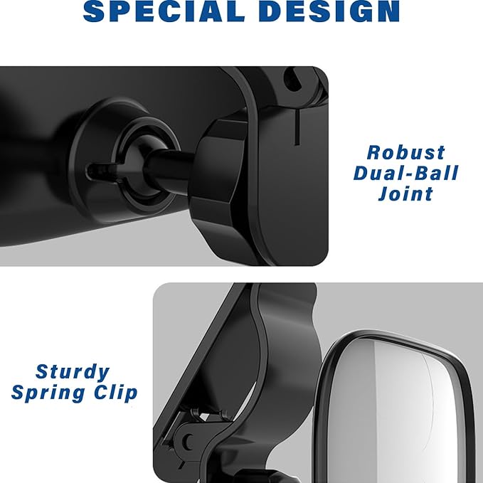 Mini Baby Mirror for Car Seat - Small Clip-On Backseat Rear View Mirror for Forward-Facing Kids and Toddlers, Bankcard Size, Sun Visor Mounting, 360-Degree Adjustable, 2-Pack-BubblyBeeBaby