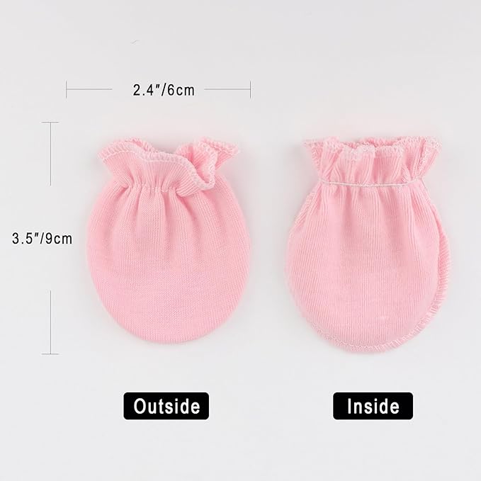 BQUBO Newborn Infant Toddler Mittens No Scratch Cotton Elastic Wrist Gloves Hypoallergenic for 0-6 Months Baby Boys Girls-BubblyBeeBaby