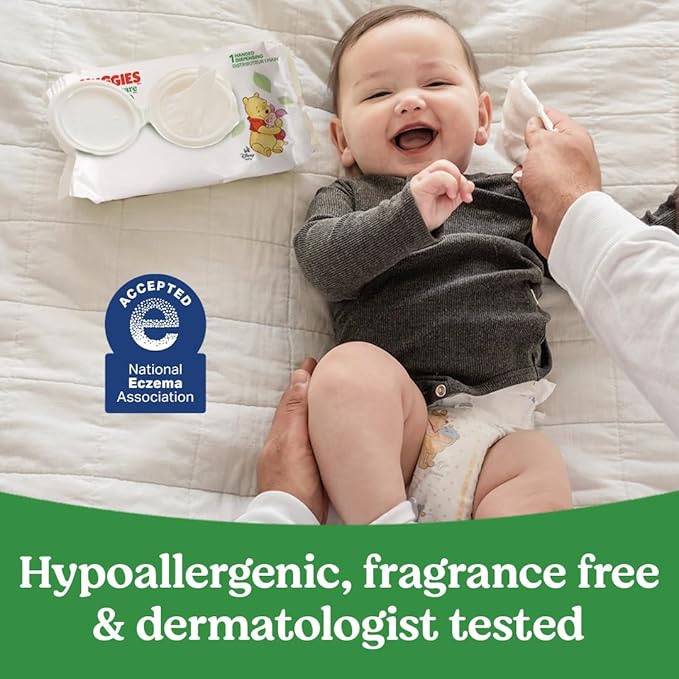 Huggies Natural Care Sensitive Baby Wipes, Unscented, Hypoallergenic, 99% Purified Water, 12 Flip-Top Packs (768 Wipes Total), Packaging May Vary-BubblyBeeBaby