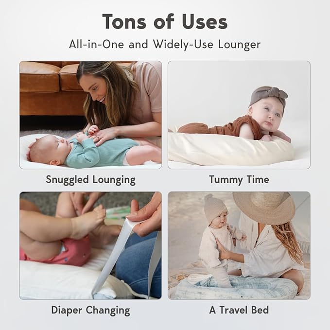 Infant Lounger, Baby Nest Cover for Baby Girls & Boys, Newborn Essentials for Baby 0-18+ Months, 100% Cotton Breathable (Baby Blue)-BubblyBeeBaby