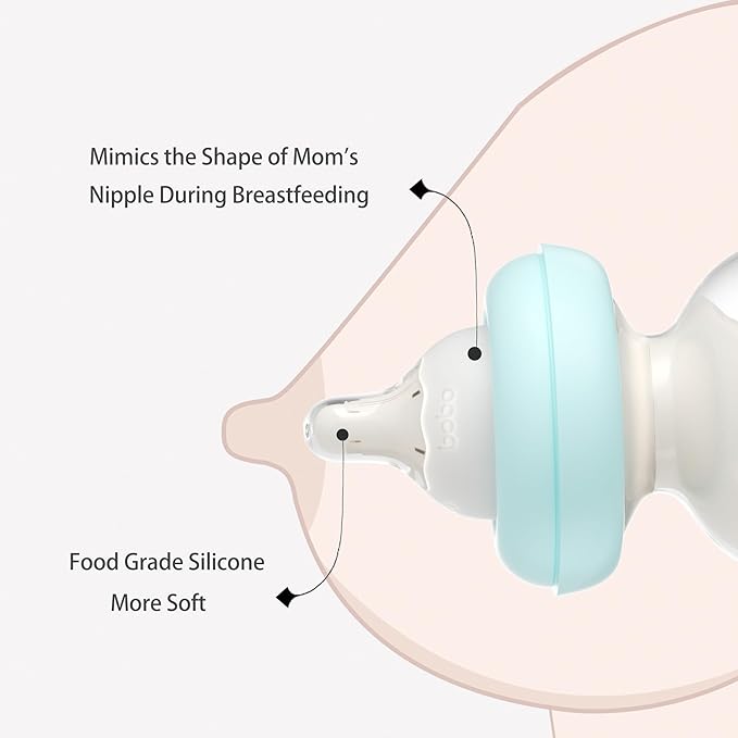 YOHKOH Newborn Glass Baby Bottles with Slow Flow Nipple for 0+ Months, Wide Neck Feeding Bottle, 2.7oz/80ml (Blue, 2.7oz (Pack of 4))-BubblyBeeBaby