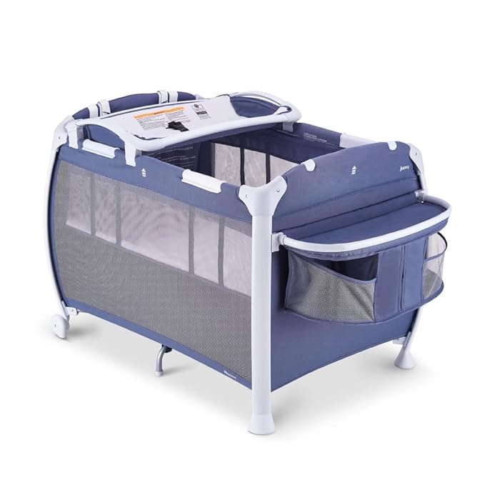 Joovy Room-Playard, Nursery Center, Bassinet, Changing-Table, Slate-BubblyBeeBaby