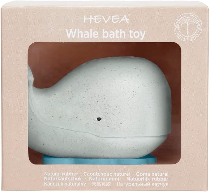 HEVEA Squeeze'n'Splash Whale Bath Toy - Bath Toy for Babies and Toddlers - 100% Natural Rubber, Plant Based, Plastic-Free, BPA-Free-BubblyBeeBaby