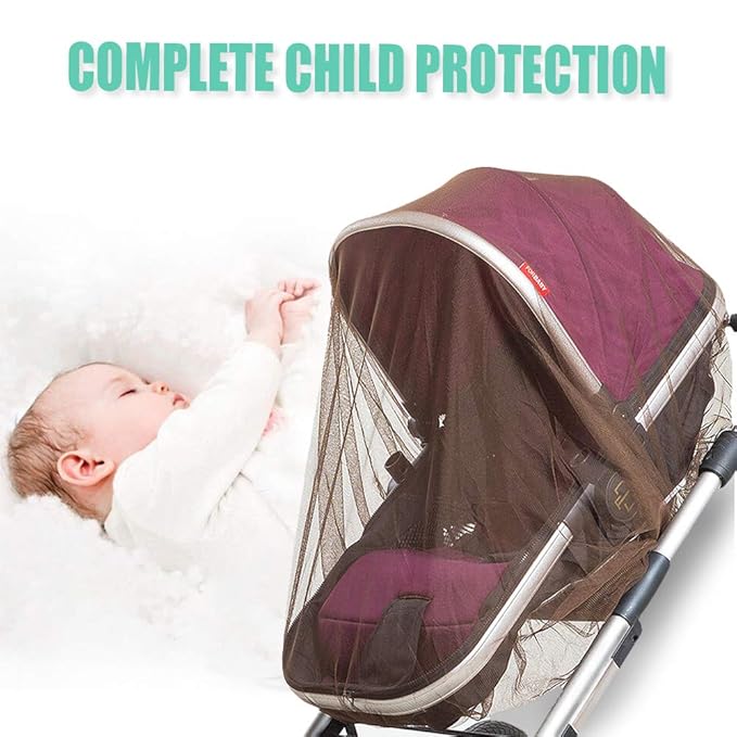 Durable Baby Mosquito Net (2 Pack) - Perfect Bug Net for Strollers, Bassinets, Cradles, Playards, Pack N Plays and Portable Mini Crib (Coffee)-BubblyBeeBaby