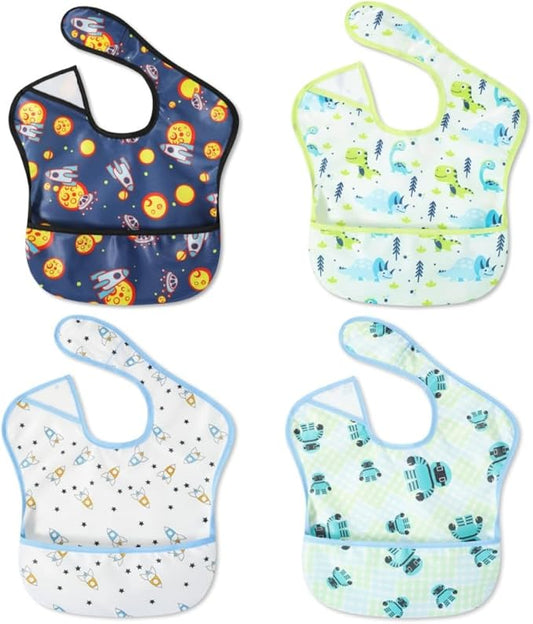 Baby bibs Waterproof Toddler bib - Feeding bib with Pocket for Infant Boy Girl Washable 6-36M-BubblyBeeBaby
