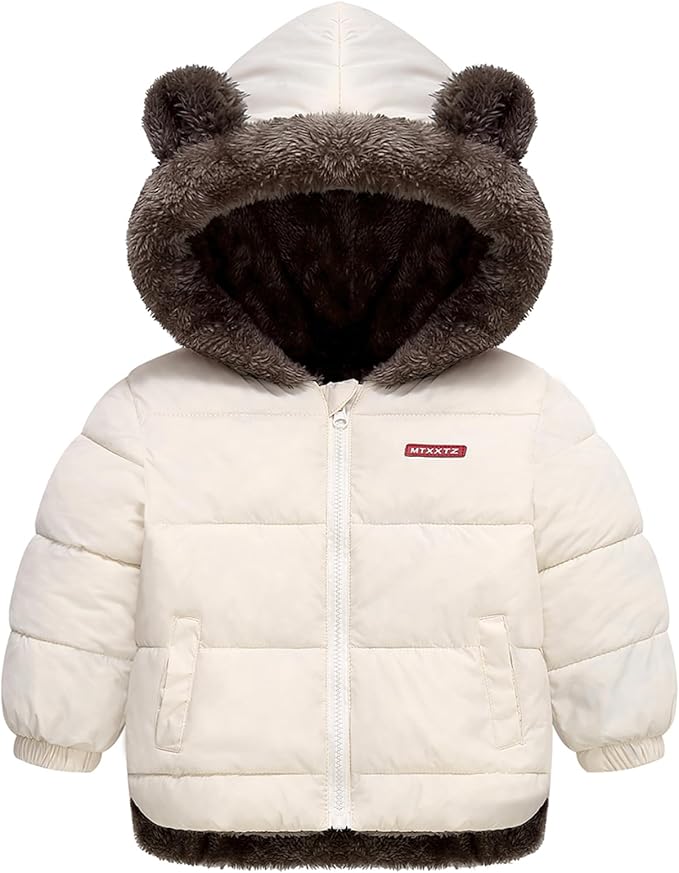 Infant Baby Winter Coat Bear Hooded Jacket Warm Fleece Snowsuit Windproof Outerwear for Toddler Boy Girl 9M-4T-BubblyBeeBaby