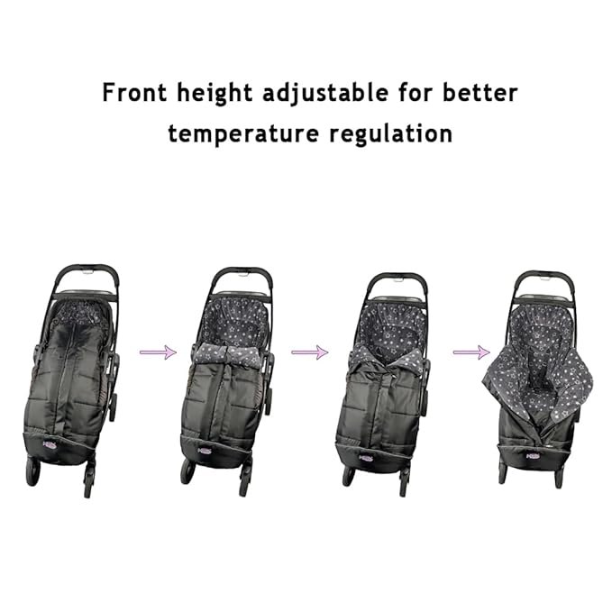 Front Height Adjustable Winter Waterproof Stroller Bunting Bag,Winter Stroller Blanket,Good for M6-48 Toddler-BubblyBeeBaby