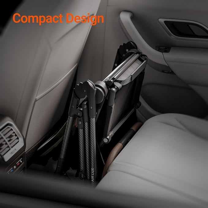 Air Lux Baby Stroller with Carbon Fiber Frame, One-Hand Fold & Reversible Seat, Magnetic 5-Pt Harness, Car Seat Adapter, 15.8lbs, Vetiver-BubblyBeeBaby