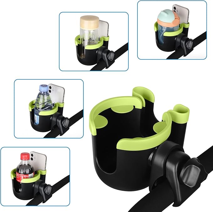 Accmor Stroller Cup Holder with Phone Holder, Bike Cup Holder, Universal Cup Holder for Uppababy Nuna Doona Strollers, 2-in-1 Cup Phone Holder for Stroller, Bike, Wheelchair, Walker, Scooter-BubblyBeeBaby